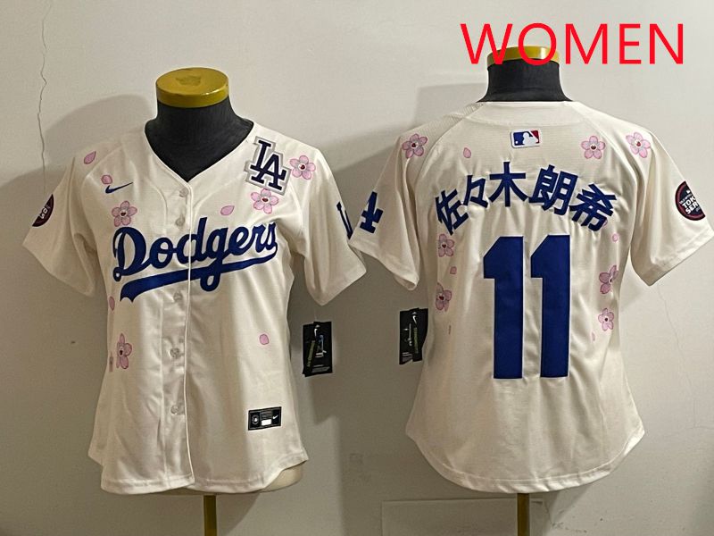 Women Los Angeles Dodgers #11 R.Sasaki Cream Sakura Edition 2025 Nike MLB Jersey style 39->women mlb jersey->Women Jersey